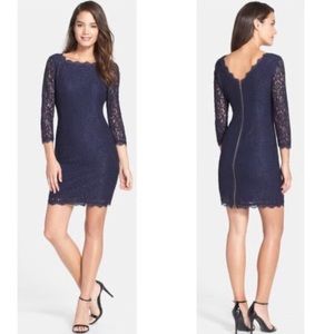 Adrianna Papell Scalloped Lace Sheath Dress